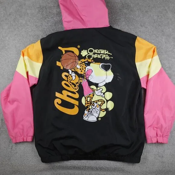 Cheetos Jacket Mens XL Color Block Chester Cheetah Basketball Hooded Windbreaker - Picture 1 of 10